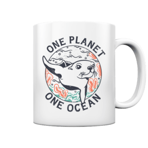 "One Planet One Ocean" Front Print - Tasse glossy