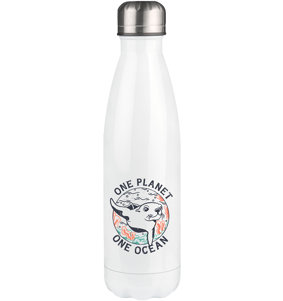 "One Planet One Ocean" Front Print - Thermoflasche 500ml