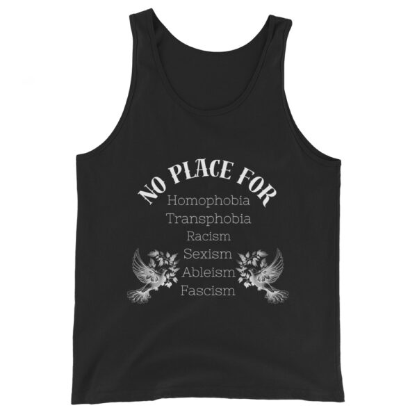 No Place For (Weiße Schrift) | Frontprint | Men's Tank Top | Bella + Canvas 3480