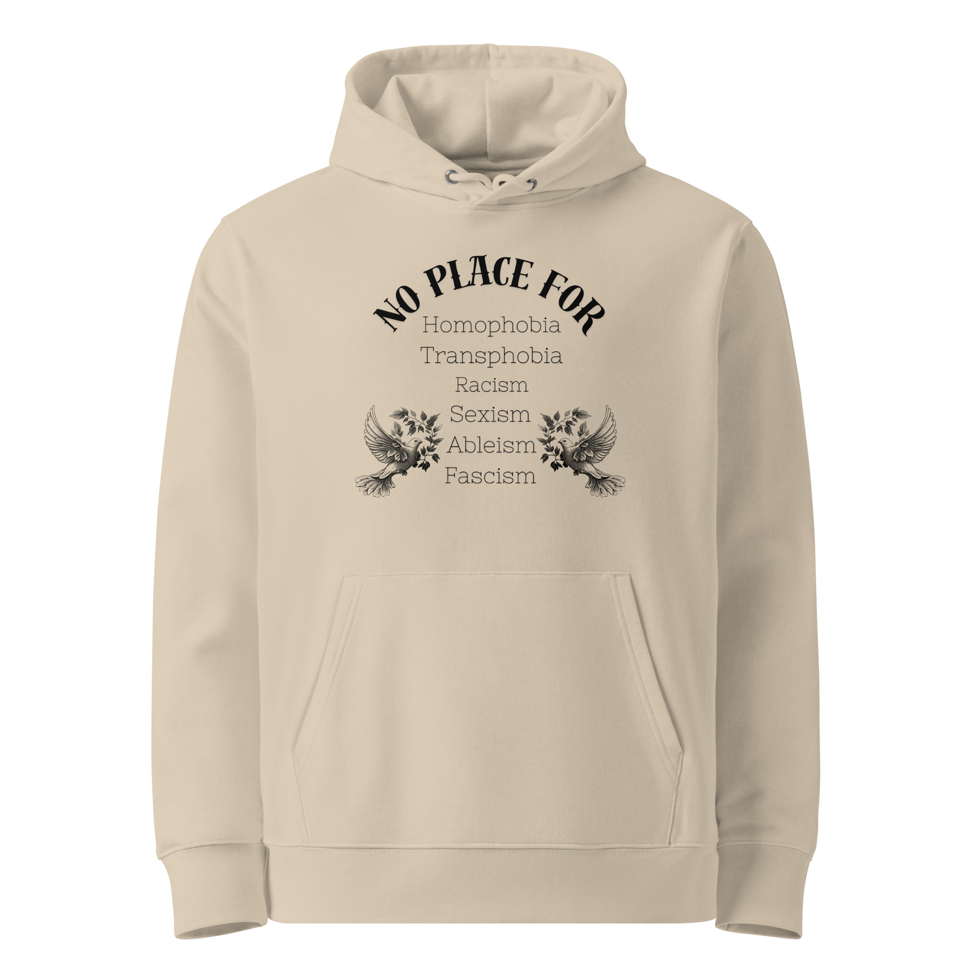 No Place For (Schwarze Schrift) | Frontprint | Eco Cruiser 2.0 Hoodie