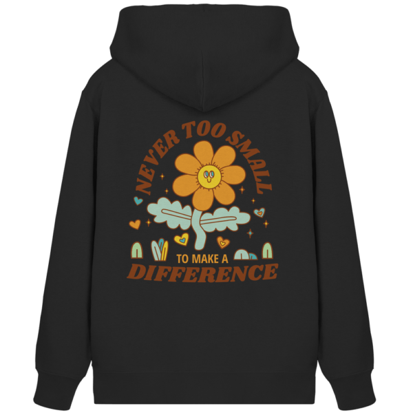 "Never Too Small" Back Print - Organic Zipper