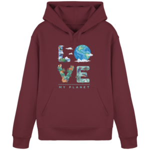 "Love Earth (My Planet)" Front Print - Organic Basic Hoodie