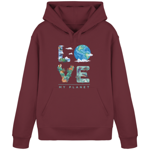 "Love Earth (My Planet)" Front Print - Organic Basic Hoodie