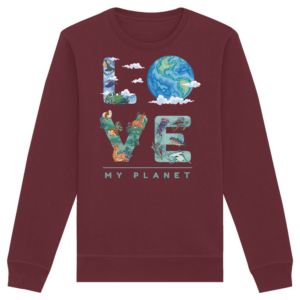 „Love Earth (My Planet)“ Front Print – Organic Basic Unisex Sweatshirt