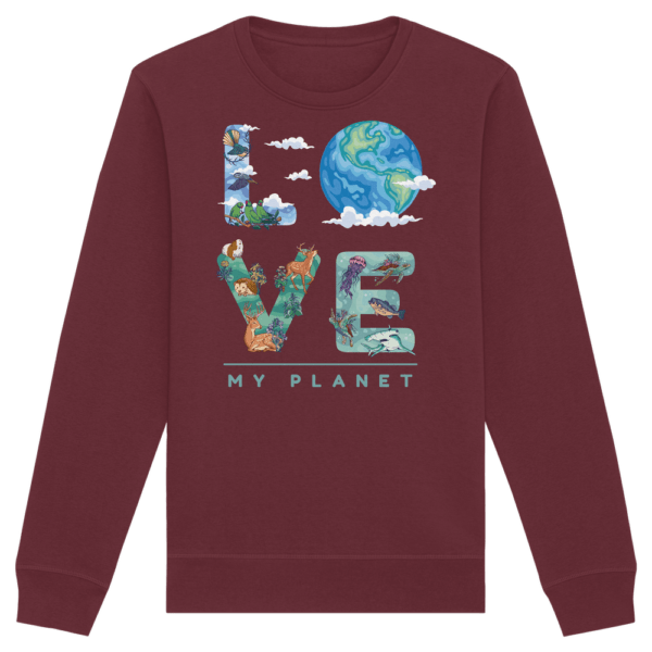 "Love Earth (My Planet)" Front Print - Organic Basic Unisex Sweatshirt