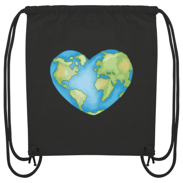 "Love The Earth Design" Front Print - Organic Gym-Bag