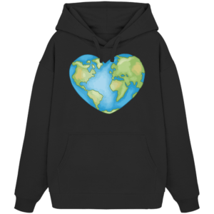 "Love The Earth Design" Front Print - Organic Oversize Hoodie