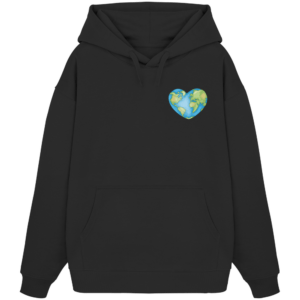 „Love The Earth Design“ Back Print – Organic Oversize Hoodie