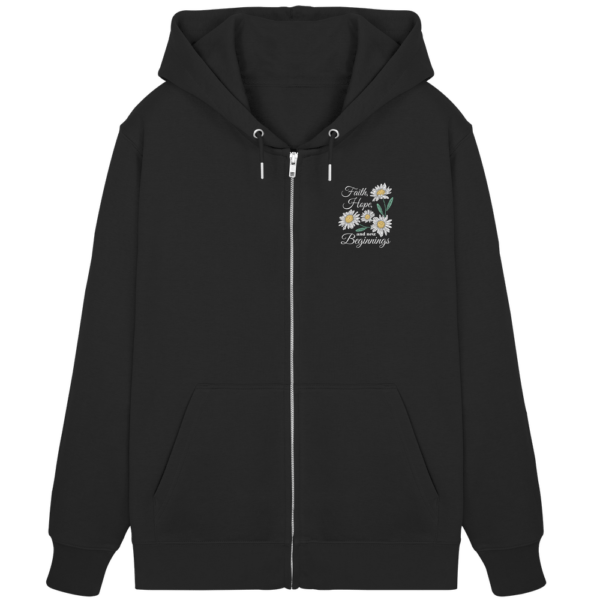 "Faith Hope and New Beginnings" Back Print - Organic Zipper
