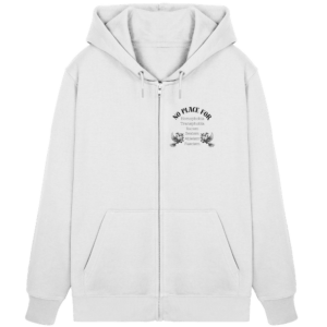 „No Place For“ Back Print Black – Organic Zipper