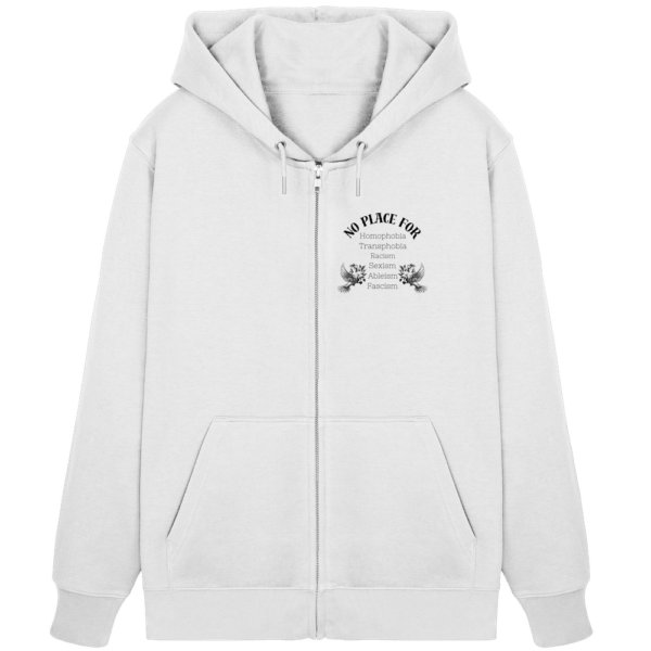"No Place For" Back Print Black - Organic Zipper