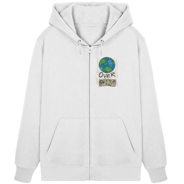 "Earth Over Profit" Front Print - Organic Zipper