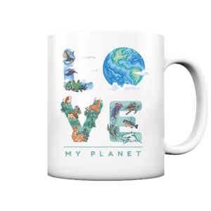 „Love Earth (My Planet)“ Front Print – Tasse matt