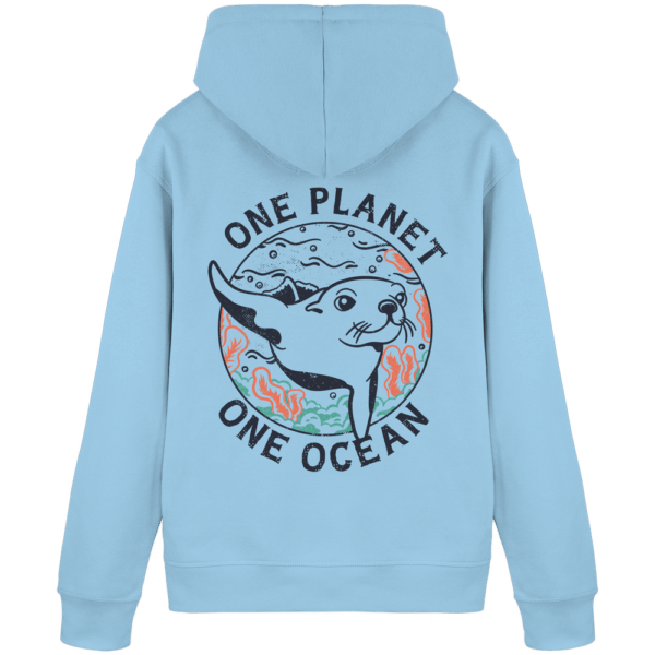 "One Planet One Ocean" Back Print - Organic Basic Hoodie