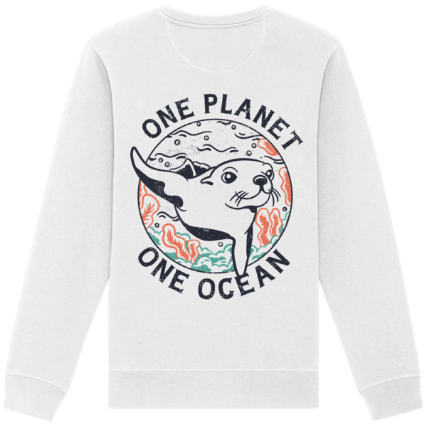 "One Planet One Ocean" Back Print - Organic Basic Unisex Sweatshirt