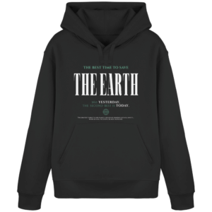 Save the Earth Organic Basic Hoodie in Schwarz, Vorderseite