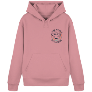 One Planet One Ocean Back Print Organic Basic Hoodie in Altrosa, Vorderseite