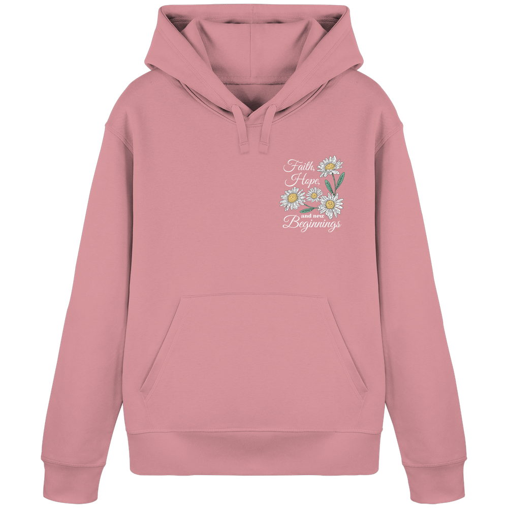 "Faith Hope and New Beginnings" Back Print - Organic Basic Hoodie
