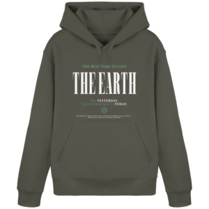 Save the Earth Organic Basic Hoodie in Khaki, Vorderseite