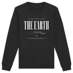 Save the Earth Organic Basic Unisex Sweatshirt in Schwarz, Vorderseite