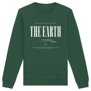Save the Earth Organic Basic Unisex Sweatshirt in Flaschengrün, Vorderseite