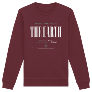 Save the Earth Organic Basic Unisex Sweatshirt in Burgund, Vorderseite