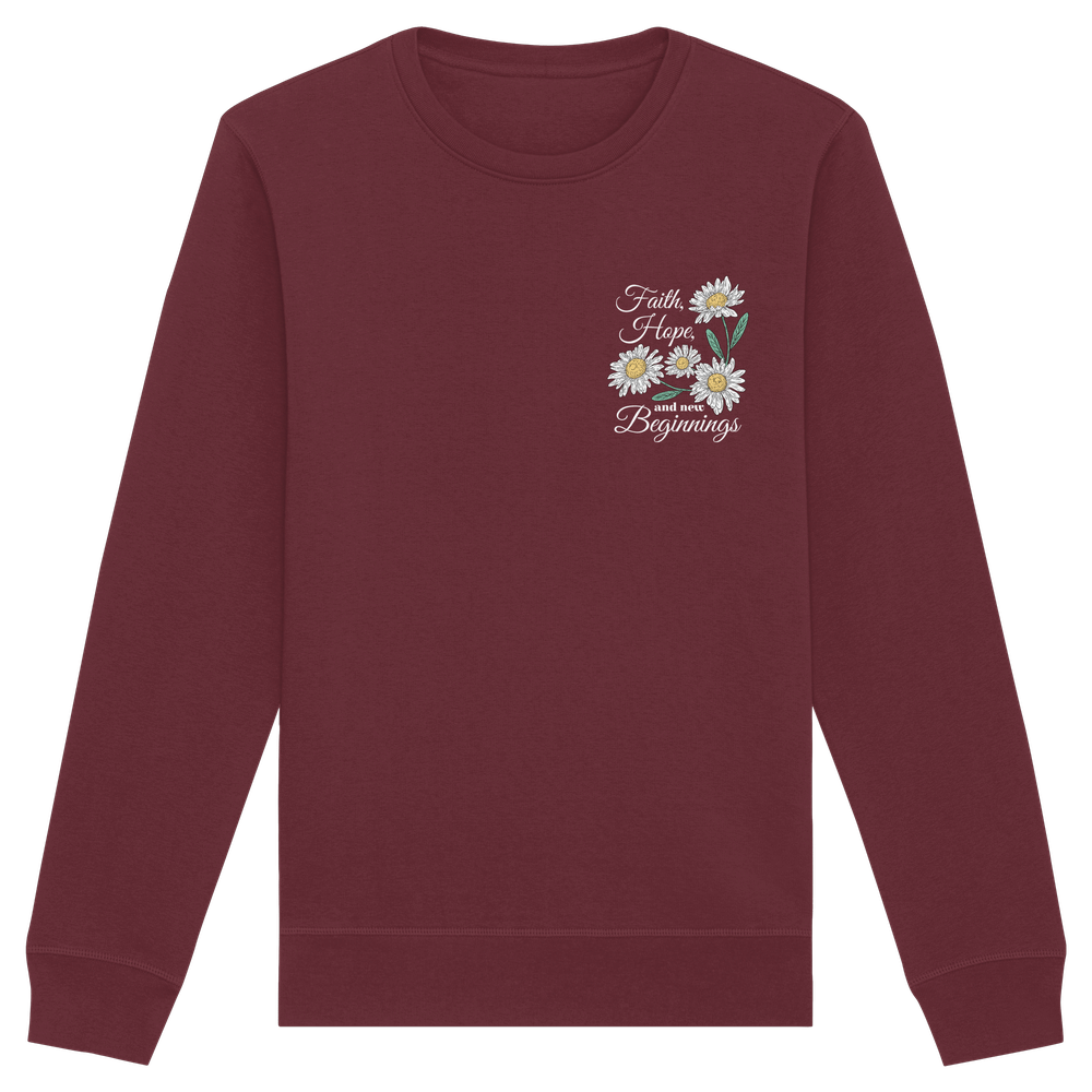 "Faith Hope and New Beginnings" Back Print - Organic Basic Unisex Sweatshirt [Digital]