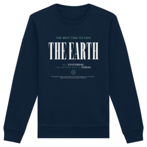 Save the Earth Organic Basic Unisex Sweatshirt in Marineblau, Vorderseite