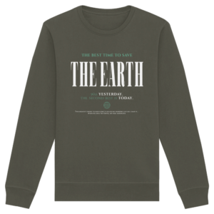 Save the Earth Organic Basic Unisex Sweatshirt in Khaki, Vorderseite