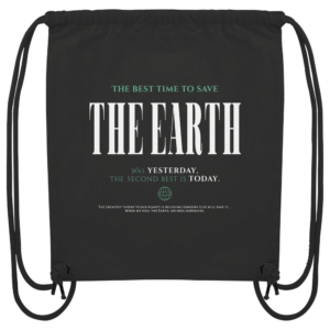 Save the Earth Organic Gym-Bag in Schwarz, Vorderseite