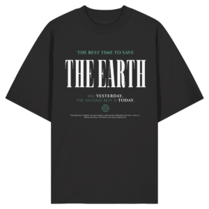Save the Earth Organic Oversize Shirt in Schwarz, Vorderseite