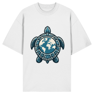 "Love Turtles" Front Print White - Organic Oversize Shirt