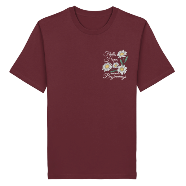 "Faith Hope and New Beginnings" Back Print - Organic Shirt