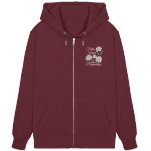 "Faith Hope and New Beginnings" Back Print - Organic Zipper