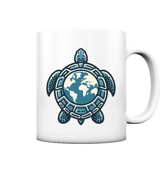 "Love Turtles" Front Print White - Tasse matt